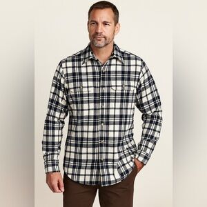 Eddie Bauer Mens Flannel Button Down Shirt Blue White Plaid Heavyweight Small